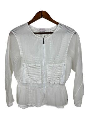 Repetto Sheer Mesh Peplum Zip Jacket White Balletcore Lightweight